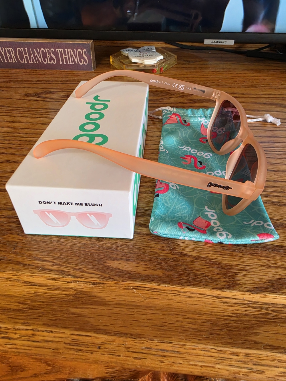 goodr 'Don't Make Me Blush' Peach Sunglasses for Women